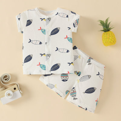 Toddler Boy Cotton Cartoon Casual T-shirt & Shorts Pajamas