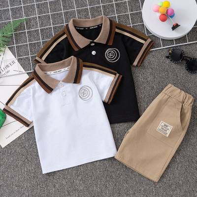 Children's Clothing Children's Suits New 2024 Fashionable Children's and Baby Two-piece Sets Short-Sleeved Embroidered Letters Short-Sleeved Suits