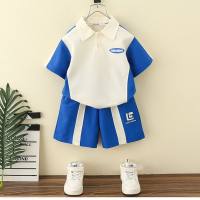 Children's clothing boys summer suit children's summer polo shirt two-piece suit  Blue