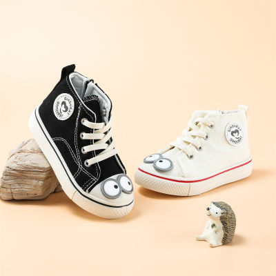 Toddler Boy Eyes Pattern Zip-up High-top Canvas Shoes