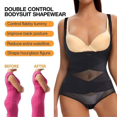 Large size summer mesh body shaping garment with buttons body shaping garment sexy cross belt abdomen waist support chest