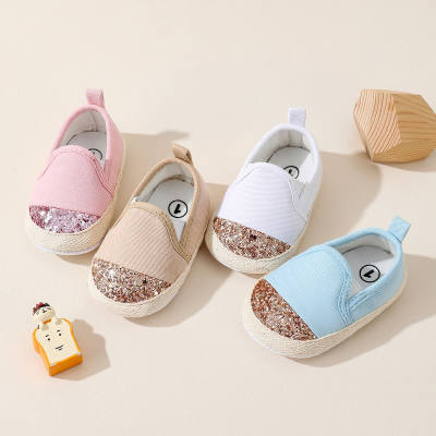 Baby Girl Color-block Sequin Decor Slip-on Canvas Shoes