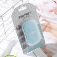 50 pieces of disposable portable soap tablets mini outdoor hand washing tablets boxed soap paper travel common paper soap  Blue