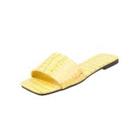 Cross-border European and American large size solid color 2024 summer new square head thick bottom fashionable casual outer wear women's sandals  Yellow
