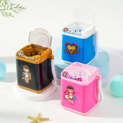 Mini lavadora eléctrica para casa de juegos de simulación para niños con juguetes de cesta de drenaje
