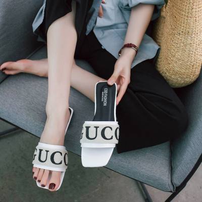 Zapatillas de mujer de una sola pieza, color blanco y negro, informales, a la moda, con elemento de letra