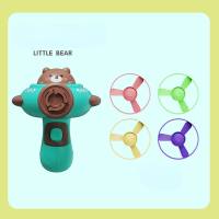 Cross-border cartoon flying saucer gyroscope gun bamboo dragonfly ejection rotating gyroscope luminous flying disc two-in-one toy gun  Multicolor