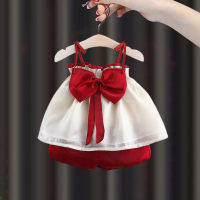 Baby girl summer two piece suit new fashion suit for baby girl summer suit  White