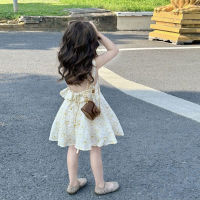 Girls Dress Summer Children's Suspender Skirt 2023 New Girls Backless Skirt Baby Princess Dress Wholesale  Beige