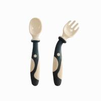 Children's twist fork and spoon set portable baby food tableware learning to eat spoon bendable spoon  Multicolor