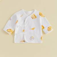 Newborn half back clothes four seasons infant clothes pure cotton newborn baby double layer belly protection tops  Multicolor