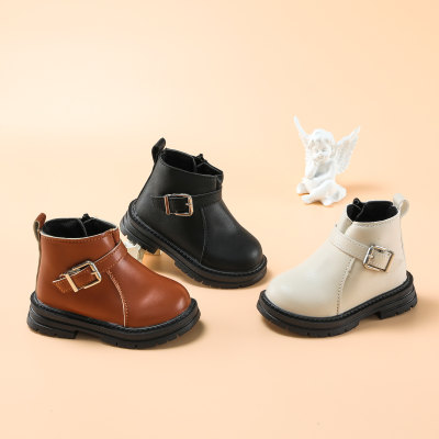 Toddler Girl Solid Color Buckled Booties
