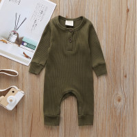 Baby Cute Solid Color Long-sleeve Jumpsuit (Suggest to Buy a Larger Size）  Army Green
