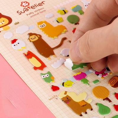 Children's cartoon bubble stickers 3D animal diary notebook stickers