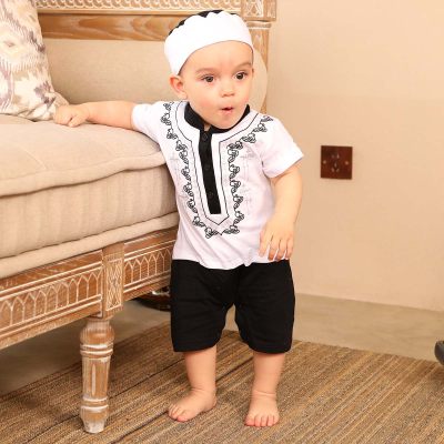 Baby Boy Color-block Embroidery Bodysuit & Hat