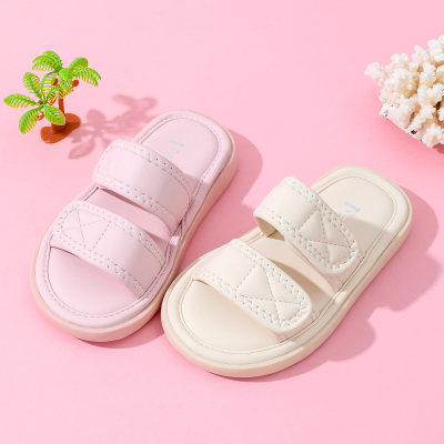Kid Girl Solid Color Open Toed Slide Sandals