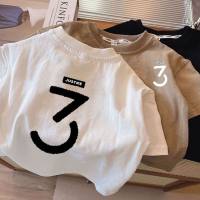 Boys' T-shirt short-sleeved pure cotton trendy and cool summer thin handsome children's wear Korean style half-sleeved top for small and medium-sized children  White