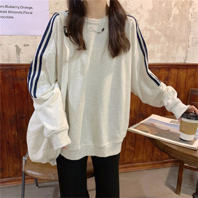 [Cross-border wholesale] 2023 Korean couple sweatshirt spring and autumn three-bar splicing long-sleeved niche Korean tops