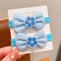 Children's 2 piece set of bow rubber band hair rope  Multicolor