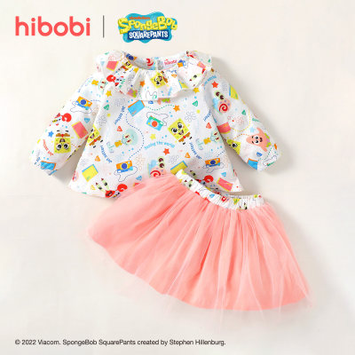 SpongeBob SquarePants × hibobi Printed Blouse & Lace Skirt