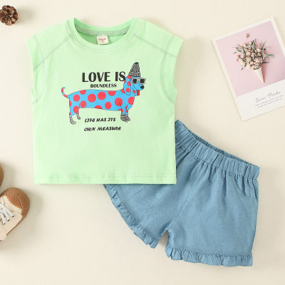 Toddler Girl Polka Dots Dog Top & Pants