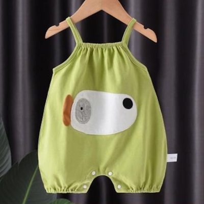 Baby jumpsuit summer thin pure cotton sling bag fart clothing Internet celebrity baby summer super cute and cute harem cartoon