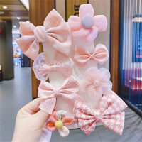 Horquillas con lazo para niños, accesorios para el cabello de princesa, horquillas de tela de flores para niñas coreanas, sombreros de niña pequeña de celebridad de Internet  naranja