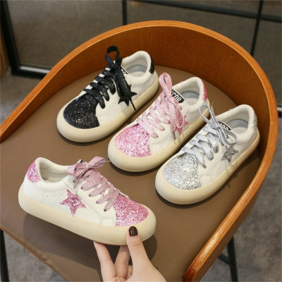 Sneakers color-block con paillettes da bambina