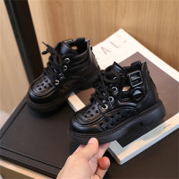 Children's hollow breathable zipper boots  Black