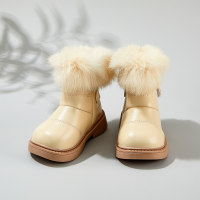أحذية قطيفة عالية الجودة بلون موحد للفتيات الصغيرات  أبيض