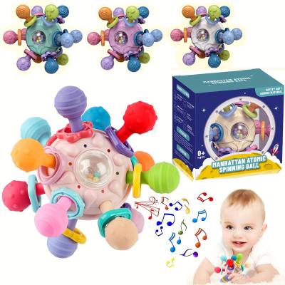 Manhattan ball cute rabbit rotating flying saucer baby hand grasping ball toy 0-1 years old can chew teething training grasping