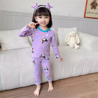 Conjunto de ropa interior de pijamas de algodón de 2 piezas para niñas, ropa de hogar para niños, dibujos animados lindos  Púrpura