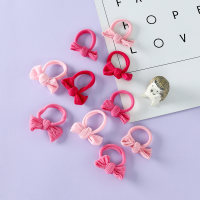 10 pcs Girl's Solid Color Bowknot Decor Hair Rope  Multicolor