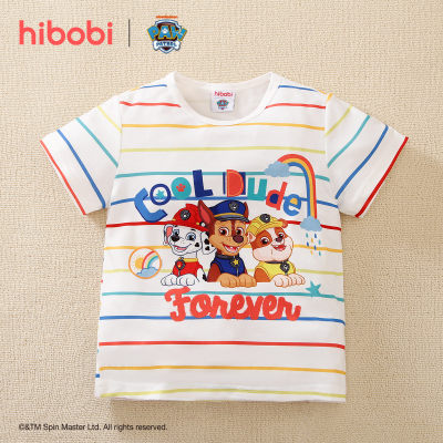 Hibobi x PAW Patrol Camiseta para niños pequeños con estampado informal de rayas de colores de dibujos animados