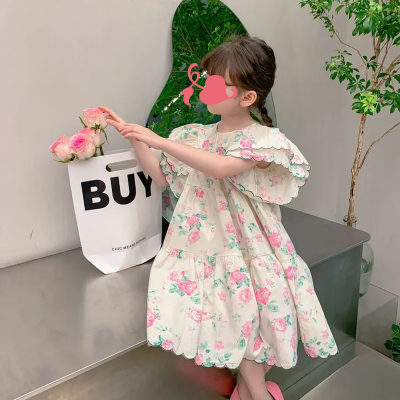 Girls Summer Dresses 2024 New Korean Style Western Style Children's Skirts Summer Children's Clothes Little Girls Princess Dress Trendy