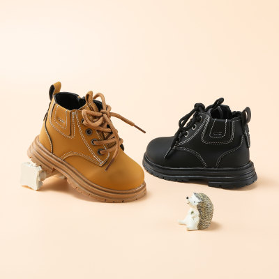 Toddler Girl Solid Color High-top Lace-up Booties