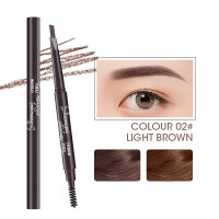 Three dimensional multi effect eyebrow pencil, double headed triangle, beginner eyebrow pencil, not easy to smudge makeup pen  light brown