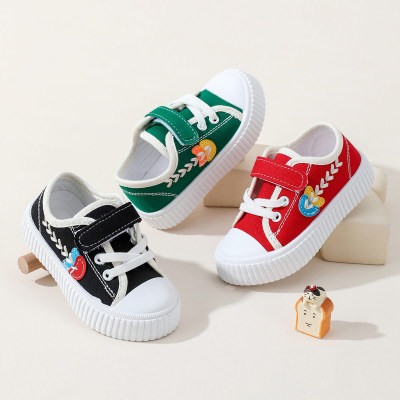 Zapatos de lona con velcro y patchwork con bloque de color para niño pequeño