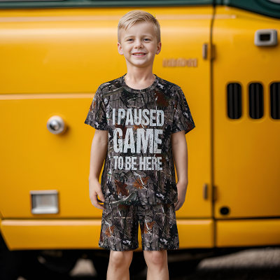 Toddler Boy's Camouflage Printed Short-sleeved T-shirt and Shorts set