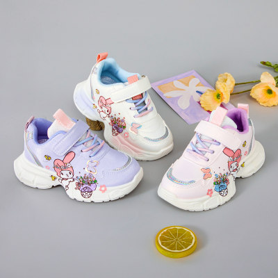 Zapatillas de deporte con patrón de dibujos animados de conejo lindo para niña y niño