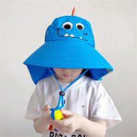 Children's Pure Cotton Solid Color Cartoon Style Bucket Hat  Deep Blue