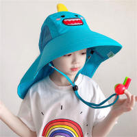 Children's Pure Cotton Solid Color Cartoon Style Bucket Hat  Sky Blue