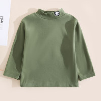 Toddler Boy Solid Color Mock Neck Long Sleeve Top  Army Green