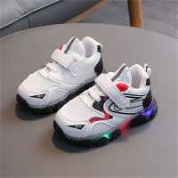 Calçados esportivos infantis com velcro e LED coloridos  Branco