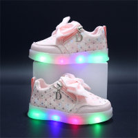 Leuchtende Sneakers mit bedruckter Schleife für Kinder  Rosa
