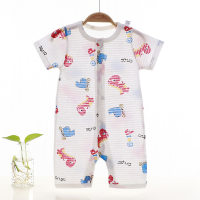 Sommer-Baby-Overall aus reiner Baumwolle im neuen Stil für Neugeborene mit kurzen Ärmeln, dünner Crawler-Kleidung mit offenem Schritt, Kinderkleidung  Mehrfarbig
