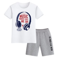 Children's clothing boys short-sleeved shorts suits for middle and older children handsome sports two-piece suits  White
