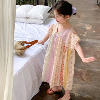 Falda para niñas estilo étnico Vestido con cuello en V falda de princesa 23 ropa de verano nuevo comercio exterior ropa para niños envío directo 3-8 años  multicolor