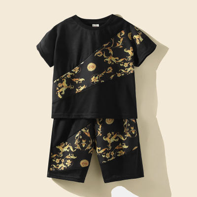 Kid Boy Baroque Print T-shirt & Shorts