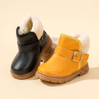 Toddler Girl Solid Color Fleece-lining Velcro Boots
